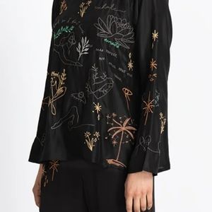 Johnny Was Emroidered Raglan Blouse